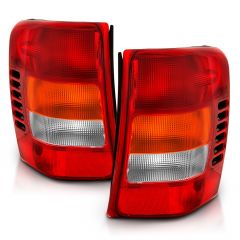 JEEP GRAND CHEROKEE 99-04 TAIL LIGHTS CHROME RED/CLEAR LENS (OE TYPE REPLACEMENT)