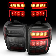 TOYOTA 4RUNNER 14-23 LED BAR STYLE TAIL LIGHTS BLACK SMOKE LENS W/ SEQUENTIAL SIGNAL