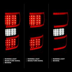 FORD F-150 18-20 FULL LED TAIL LIGHTS BLACK W/ SEQUENTIAL SIGNAL (RED LIGHT BAR)