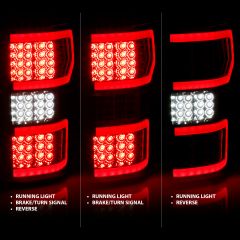 FORD F-150 18-20 FULL LED TAIL LIGHTS CHROME W/ SEQUENTIAL SIGNAL (RED LIGHT BAR)