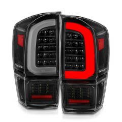 TOYOTA TACOMA 16-23 FULL LED C BAR TAIL LIGHTS BLACK W/ SEQUENTIAL SIGNAL
