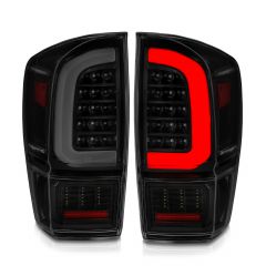 TOYOTA TACOMA 16-23 FULL LED C BAR TAIL LIGHTS BLACK SMOKE LENS W/ SEQUENTIAL SIGNAL