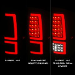 TOYOTA TUNDRA 14-21 FULL LED TAIL LIGHTS BLACK W/ SEQUENTIAL SIGNAL (RED LIGHT BAR)