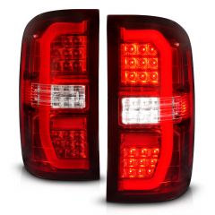 GMC SIERRA 1500 14-18 FULL LED TAIL LIGHTS RED/CLEAR LENS W/ SEQUENTIAL SIGNAL W/O HARNESS