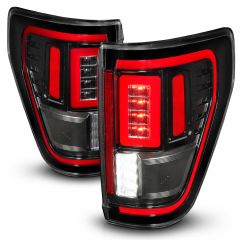 FORD F-150 21-23 FULL LED TAIL LIGHTS BLACK CLEAR LENS W/ INITIATION & SEQUENTIAL (FOR HALOGEN MODEL W/O BLIS & LED MODEL W/ BLIS SYSTEM)