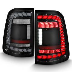 DODGE RAM 1500 19-24 FULL LED TAIL LIGHTS BLACK CLEAR LENS W/ SEQUENTIAL SIGNAL (FACTORY LED MODELS ONLY)