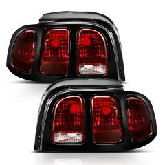 FORD MUSTANG 96-98 TAIL LIGHTS BLACK RED LENS (OE STYLE)