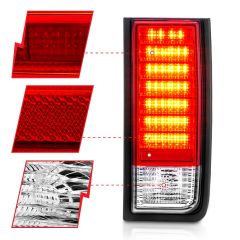 HUMMER H2 SUV 03-09 LED TAIL LIGHTS CHROME RED/CLEAR LENS