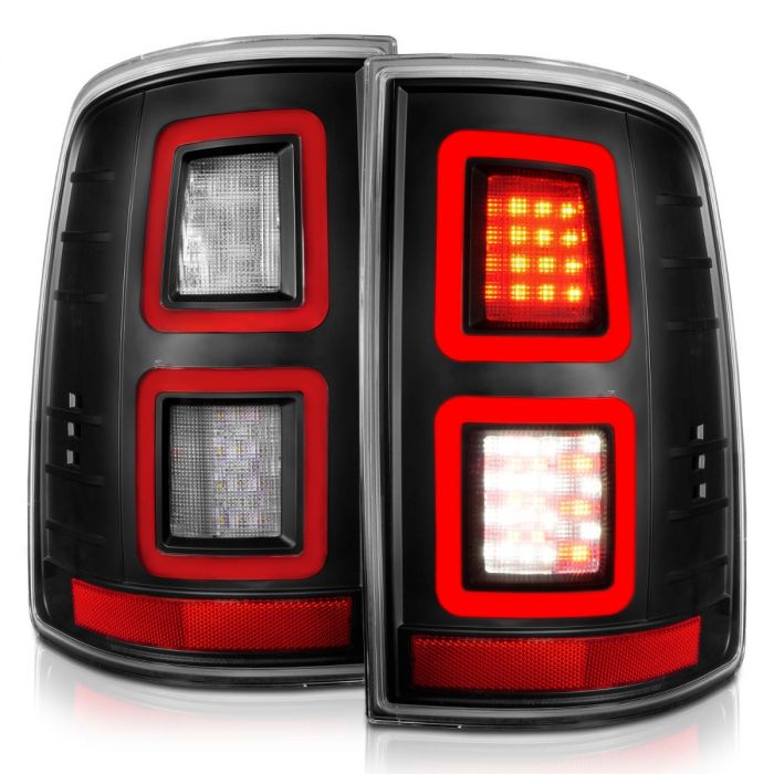 DODGE RAM 1500 09-18 / 2500/3500 10-18 FULL LED TAIL LIGHTS BLACK CLEAR LENS (NOT FOR OE LED TAIL LIGHT MODELS)
