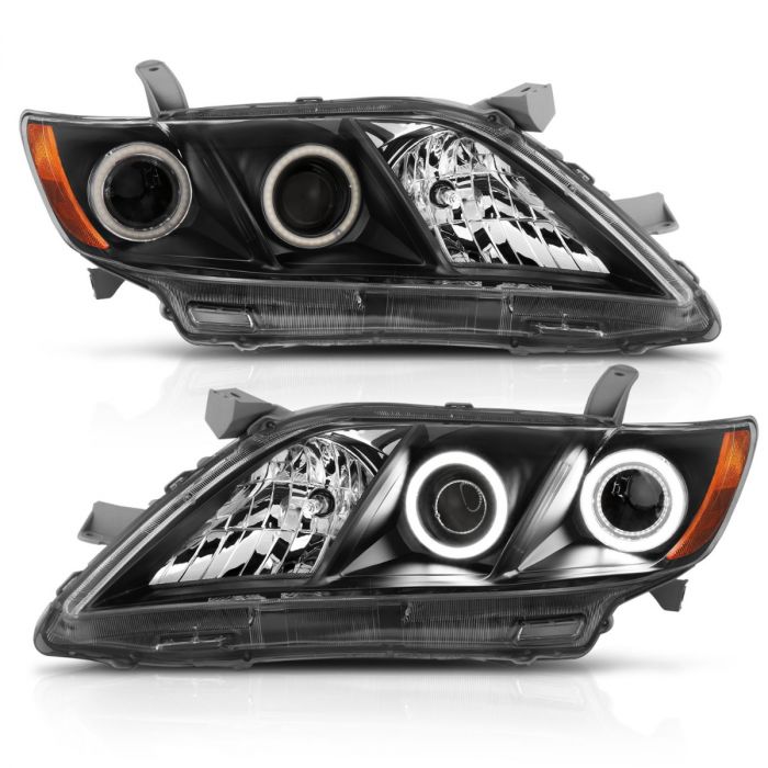 TOYOTA CAMRY 07-09 PROJECTOR HEADLIGHTS BLACK W/ RX HALO