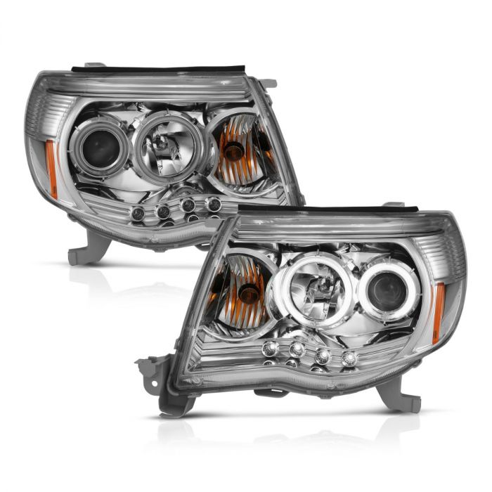 TOYOTA TACOMA 05-11 PROJECTOR HEADLIGHTS CHROME CLEAR W/ RX HALO