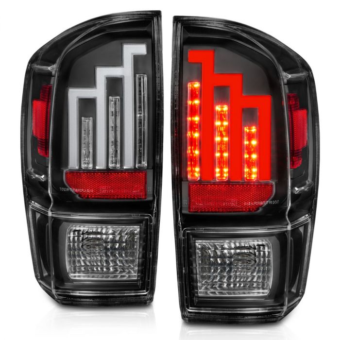 TOYOTA TACOMA 16-23 LED TAIL LIGHTS BLACK CLEAR LENS