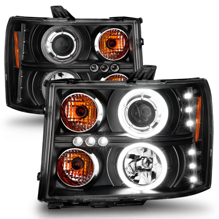 ANZO USA Don t Get Left in The Dark GMC SIERRA 1500 07 13 2500 3500 07 14 PROJECTOR HEADLIGHTS BLACK W RX HALO