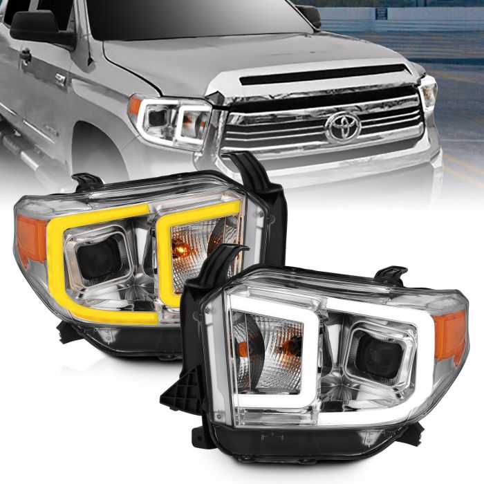 TOYOTA TUNDRA 14-17 PROJECTOR LED BAR STYLE SWITCHBACK HEADLIGHTS CHROME (FOR OEM HALOGEN MODEL W/ HALOGEN DRL)