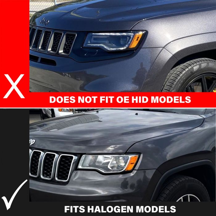JEEP GRAND CHEROKEE 17 22 PROJECTOR SWITCHBACK LED PLANK STYLE HEADLIGHTS BLACK NOT FOR HID MODELS