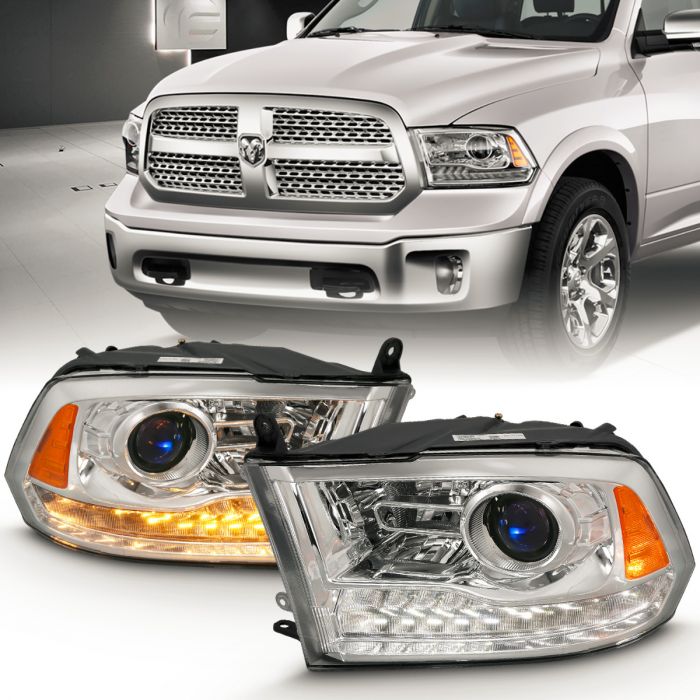 DODGE RAM 1500 09-18 / 2500/3500 10-18 PROJECTOR PLANK STYLE SWITCHBACK HEADLIGHTS CHROME (OE STYLE) (FOR ALL MODELS)