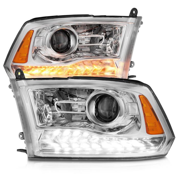 ANZO USA Don t Get Left in The Dark DODGE RAM 1500 09 18 2500 3500 10 18 PROJECTOR PLANK STYLE SWITCHBACK HEADLIGHTS CHROME AMBER OE STYLE FOR ALL MODELS