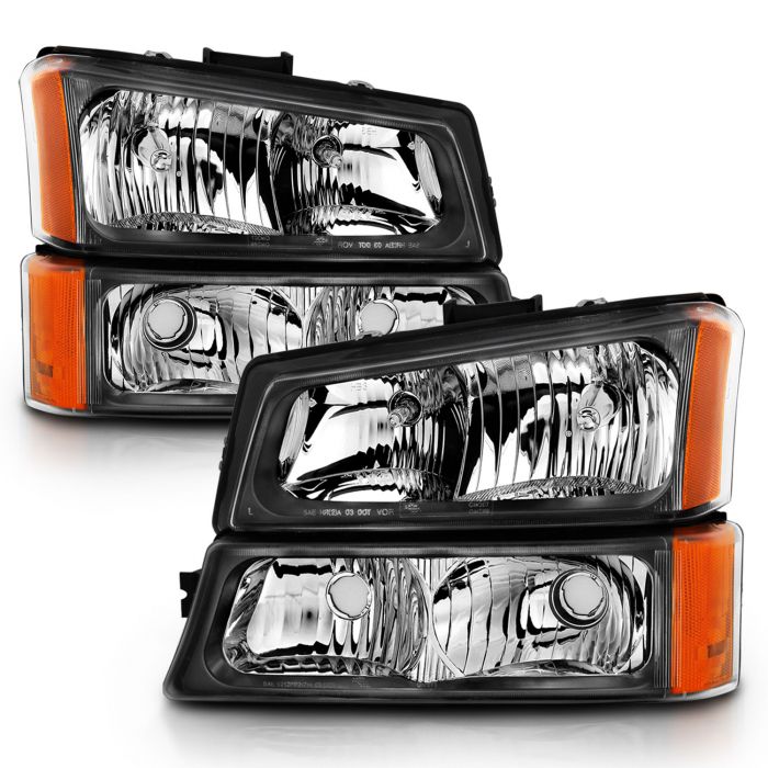ANZO USA Don t Get Left in The Dark CHEVY SILVERADO 03 06 CRYSTAL HEADLIGHTS W PARKING SIGNAL LIGHT BLACK 4 PCS