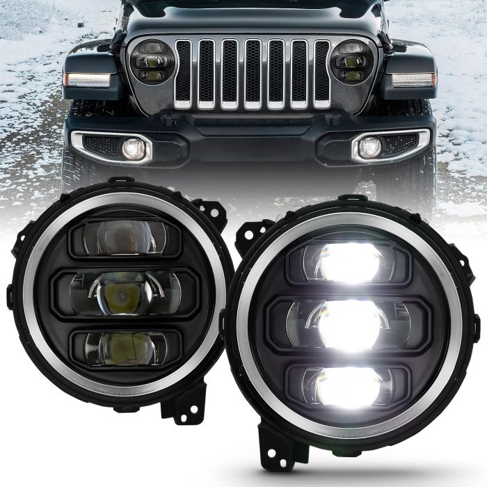 ANZO USA | Don't Get Left in The Dark ~ JEEP WRANGLER JL 18-23 FULL LED  PROJECTOR HEADLIGHTS BLACK (JEEP WRANGLER JL ONLY)