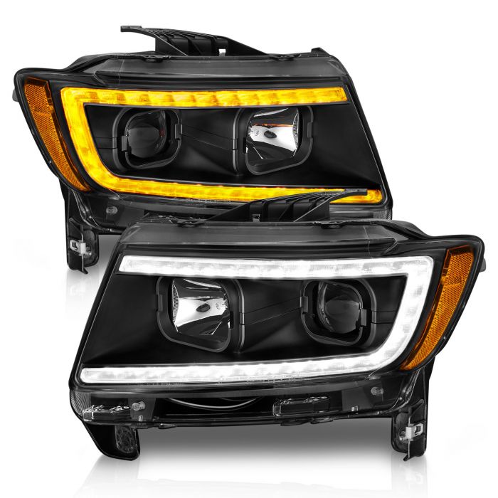 2011-2013 JEEP GRAND CHEROKEE PROJECTOR SWITCHBACK PLANK STYLE HEADLIGHTS BLACK