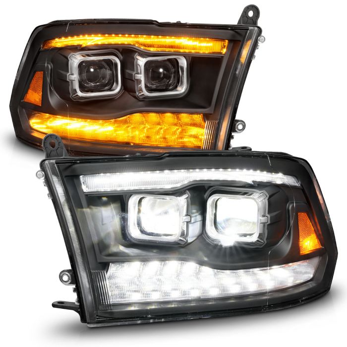 DODGE RAM 1500 09 18 RAM 2500 3500 10 18 FULL LED PROJECTOR PLANK STYLE BLACK HEADLIGHTS W INITIATION SEQUENTIAL FOR ALL MODELS