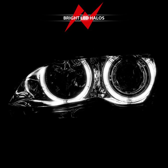 BMW 3 SERIES E46 02-05 4DR PROJECTOR HALO HEADLIGHTS CHROME