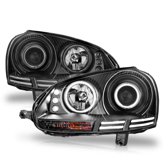 VOLKSWAGEN JETTA 05.5-10 / RABBIT/GTI 06-09 PROJECTOR HEADLIGHTS BLACK W/ HALO (CCFL)