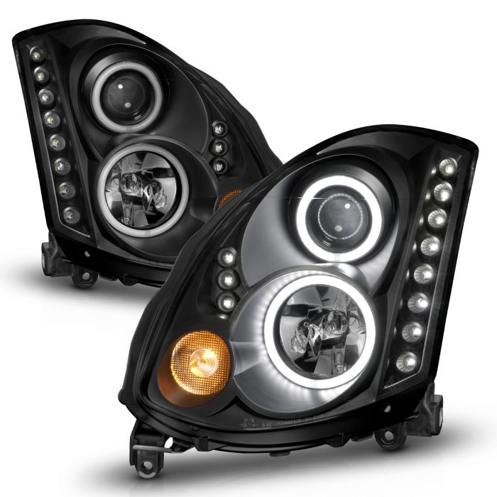INFINITI G35 03-07 2DR PROJECTOR HEADLIGHTS BLACK W/ RX HALO (FOR HID, HID KIT NOT INCLUDED)