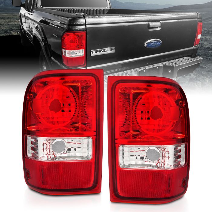 FORD RANGER 01-11 TAIL LIGHTS CHROME RED/CLEAR LENS (NOT FOR 05-07 STX MODEL)(OE TYPE REPLACEMENT)