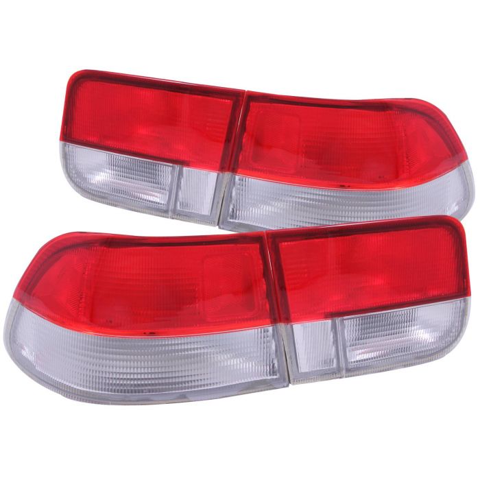 HONDA CIVIC 96-00 2DR TAIL LIGHTS CHROME RED/CLEAR LENS 2PC (OE TYPE)