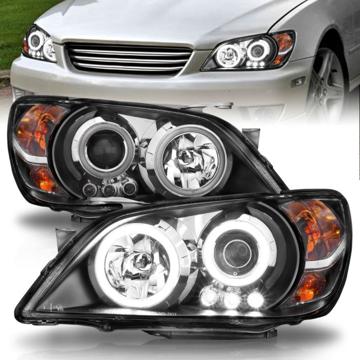 LEXUS IS300 01-05 PROJECTOR HEADLIGHTS BLACK W/ RX HALO (HID KIT NOT INCLUDED)