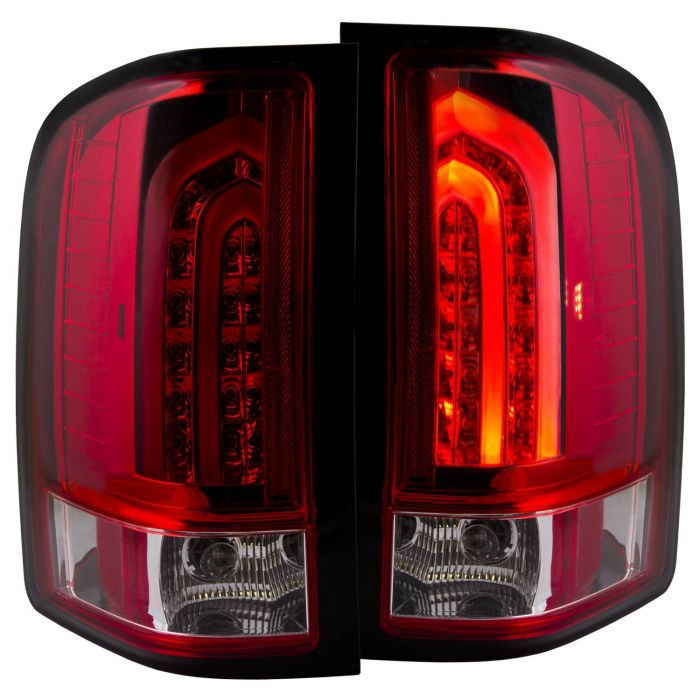 ANZO USA Don't Get Left in The Dark CHEVY SILVERADO 1500 07-13  2500HD/3500HD 07-14 LED LIGHT BAR STYLE TAIL LIGHTS CHROME RED/CLEAR LENS G2