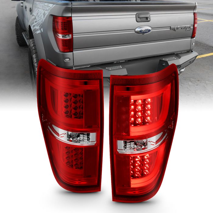 FORD F-150 09-14 LED TAIL LIGHTS G2 CHROME RED/ CLEAR LENS 
