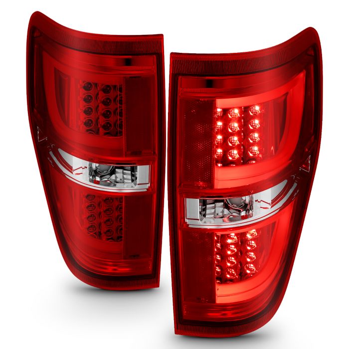 FORD F-150 09-14 LED TAIL LIGHTS G2 CHROME RED/ CLEAR LENS