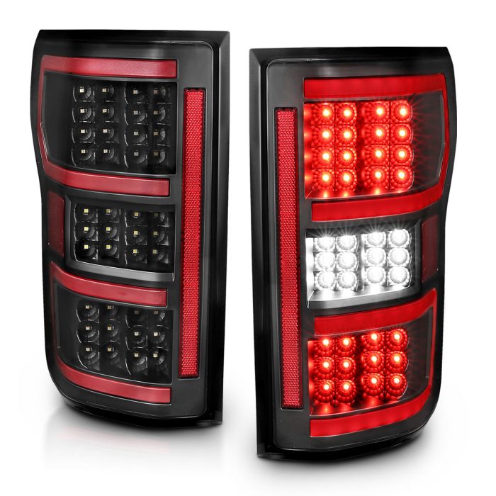 ANZO USA | Don't Get Left in The Dark ~ FORD F-150 18-20 FULL LED TAIL  LIGHTS BLACK W/ SEQUENTIAL SIGNAL (RED LIGHT BAR)