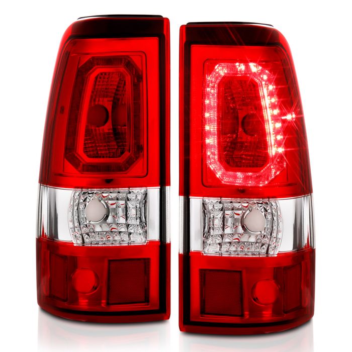 CHEVY SILVERADO 03 06 1500 2500 3500 07 SILVERADO CLASSIC LED BAR STYLE TAIL LIGHTS CHROME RED CLEAR LENS SINGLE REAR WHEEL