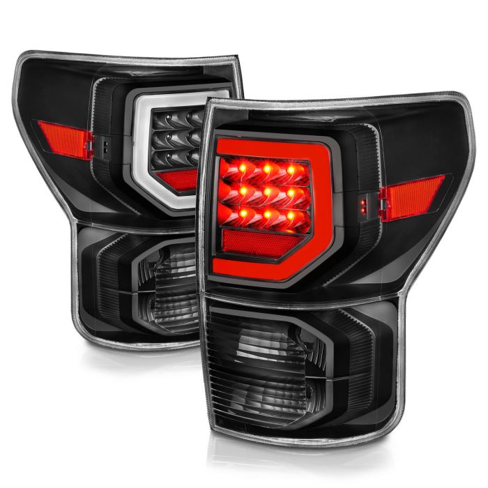 TOYOTA TUNDRA 07-13 LED PLANK STYLE TAIL LIGHTS BLACK CLEAR LENS