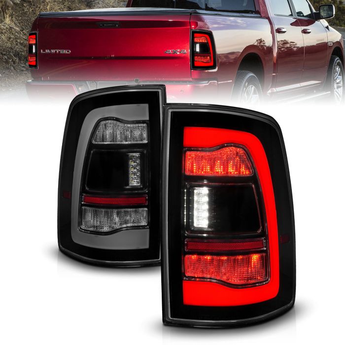 DODGE RAM 1500 09-18 / 2500/3500 10-18 LED TAIL LIGHTS BLACK SMOKE LENS W/ SEQUENTIAL SIGNAL
