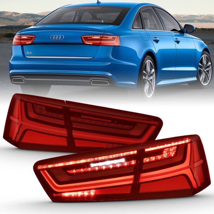 ANZO USA Don't Get Left in The Dark AUDI A6/S6 12-15 LED TAIL LIGHTS  BLACK RED/CLEAR LENS W/ SEQUENTIAL SIGNAL PCS